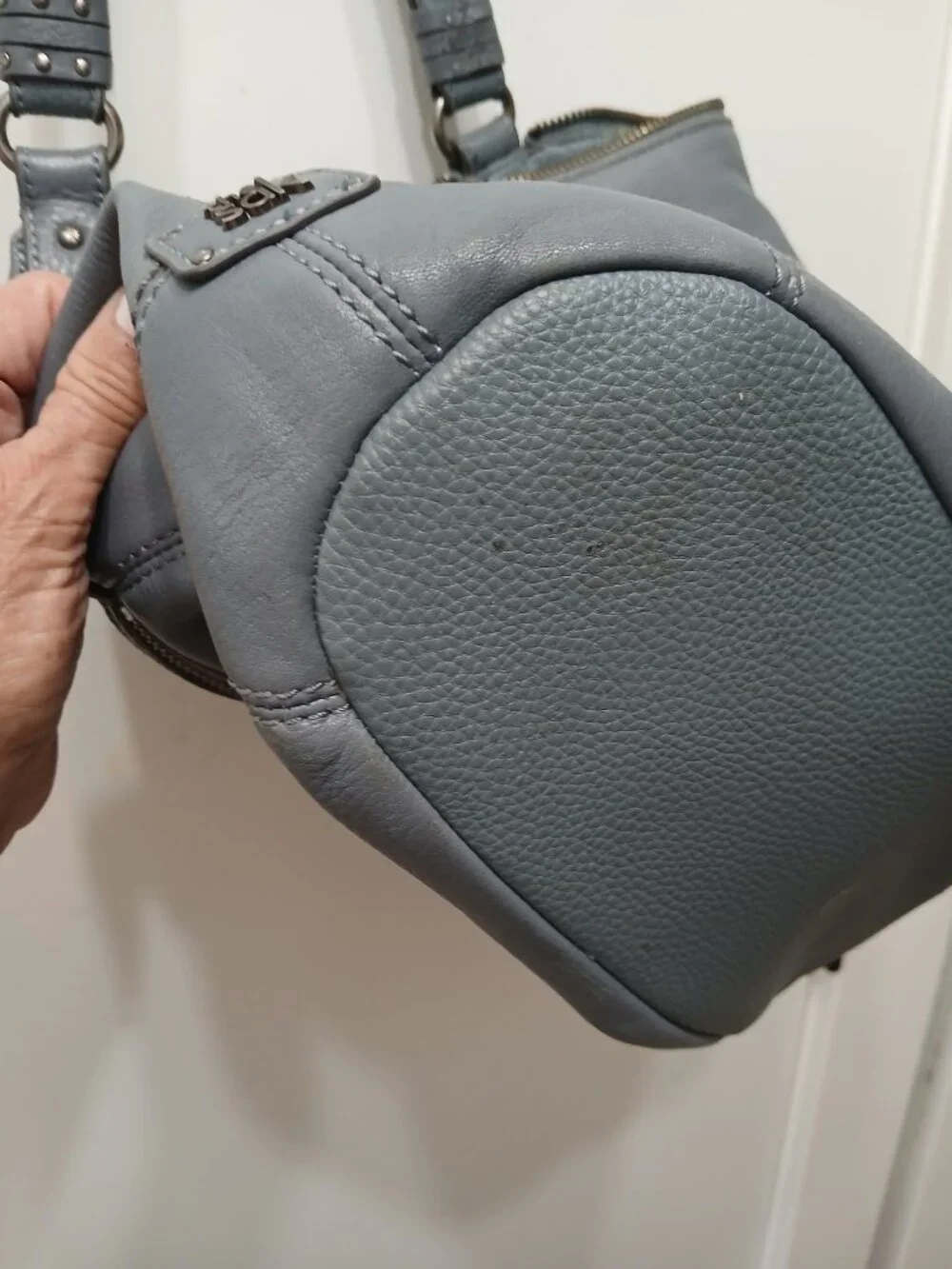 The Sak Gray Blue Leather Hobo